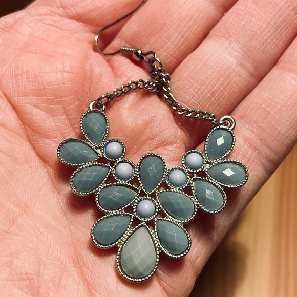 Costume Blue Stone Dangle Earrings - Picture 2 of 3